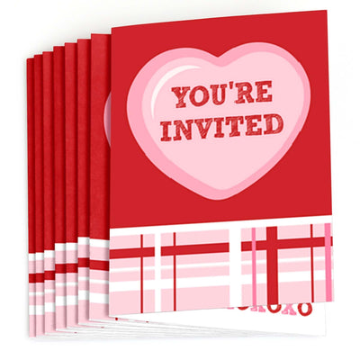 Conversation Hearts - Fill In Valentine's Day Party Invitations (8 count)