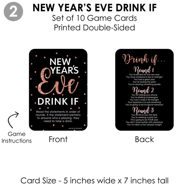 Rose Gold Happy New Year - 4 New Years Eve Party Games - 10 Cards Each - Gamerific Bundle