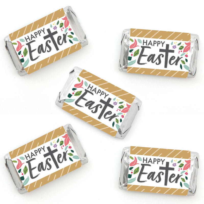 Religious Easter - Mini Candy Bar Wrapper Stickers - Christian Holiday Party Small Favors - 40 Count