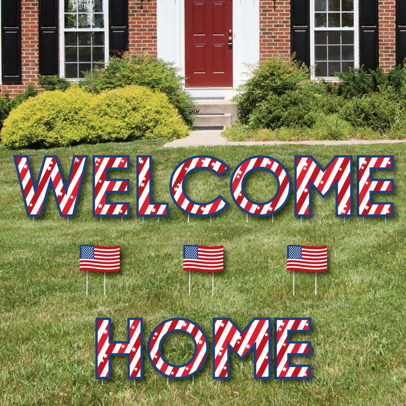 Patriotic WELCOME HOME - Yard Sign Outdoor Lawn Decorations - Military Homecoming Yard Signs