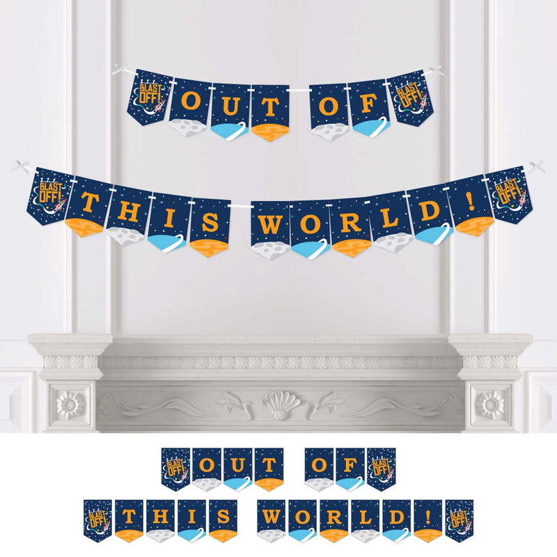 Blast Off to Outer Space - Rocket Ship Baby Shower or Birthday Party Bunting Banner - Party Decorations - Out of This World