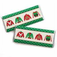 Ugly Sweater - Candy Bar Wrapper Holiday & Christmas Party Favors - Set of 24