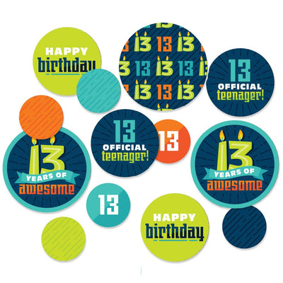 Boy 13th Birthday - Official Teenager Birthday Party Giant Circle Confetti - Party Decorations - Large Confetti 27 Count