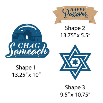 Happy Passover - Hanging Porch Pesach Jewish Holiday Party Outdoor Decorations - Front Door Decor - 3 Piece Sign