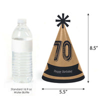 70th Milestone Birthday - Cone Happy Birthday Party Hats for Adults - Set of 8 (Standard Size)