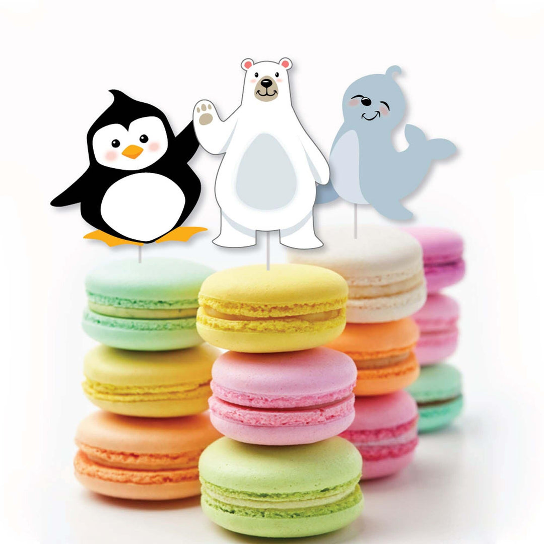 Arctic Polar Animals - Dessert Cupcake Toppers - Winter Baby Shower or Birthday Party Clear Treat Picks - Set of 24