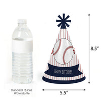 Batter Up - Baseball - Cone Happy Birthday Party Hats for Kids and Adults - Set of 8 (Standard Size)