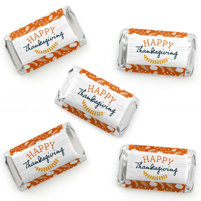 Happy Thanksgiving - Mini Candy Bar Wrappers Stickers - Fall Harvest Party Small Favors - 40 Count