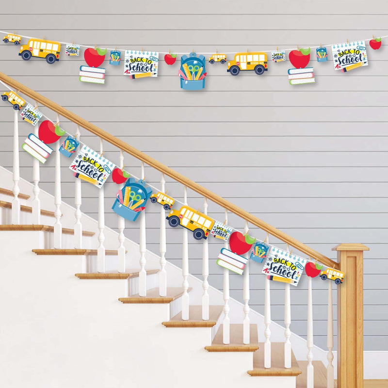 Back to School - First Day of School Classroom DIY Decorations - Clothespin Garland Banner - 44 Pieces