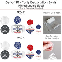Shoots & Scores! - Hockey - Baby Shower or Birthday Party Hanging Decor - Party Decoration Swirls - Set of 40