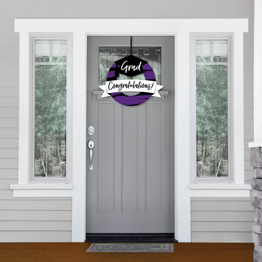 Purple Grad - Best is Yet to Come - Outdoor Purple Graduation Party Decor - Front Door Wreath