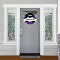 Purple Grad - Best is Yet to Come - Outdoor Purple Graduation Party Decor - Front Door Wreath