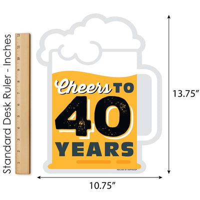 Cheers and Beers to 40 Years - Outdoor Lawn Sign - 40th Birthday Party Yard Sign - 1 Piece