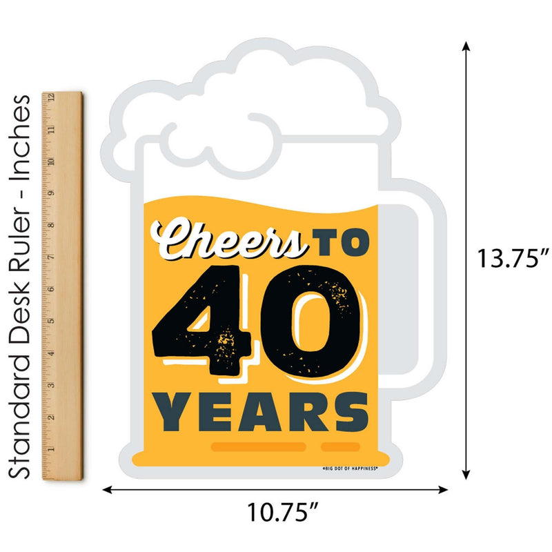 Cheers and Beers to 40 Years - Outdoor Lawn Sign - 40th Birthday Party Yard Sign - 1 Piece