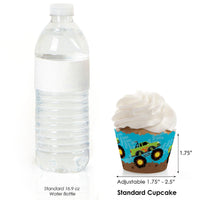 Smash and Crash - Monster Truck - Boy Birthday Party Decorations - Party Cupcake Wrappers - Set of 12