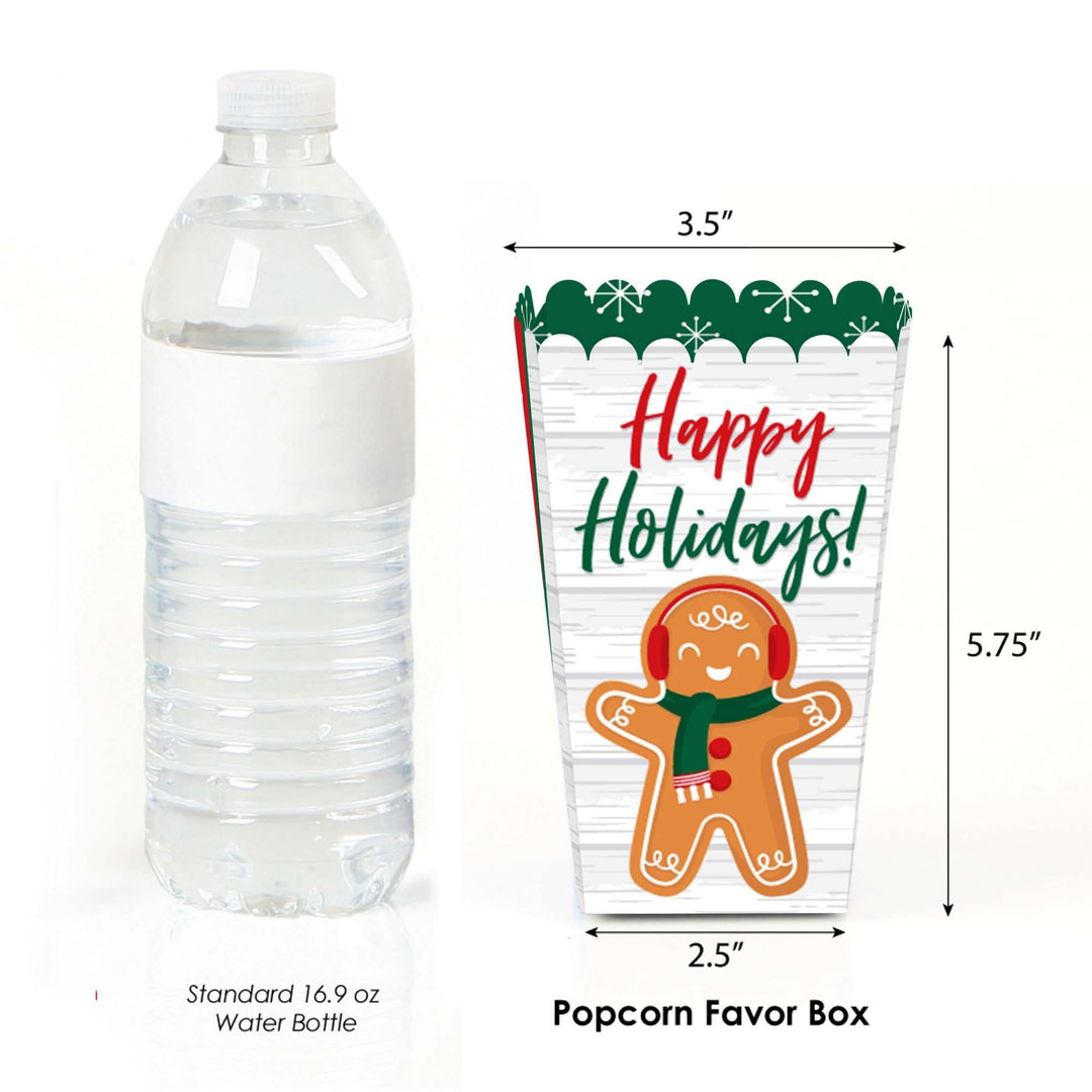 Gingerbread Christmas - Gingerbread Man Holiday Party Favor Popcorn Treat Boxes - Set of 12