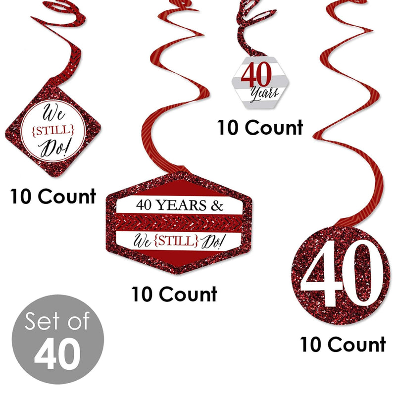 We Still Do - 40th Wedding Anniversary - Anniversary Party Hanging Decor - Party Decoration Swirls - Set of 40