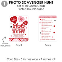 Conversation Hearts - 4 Valentine's Day Games - 10 Cards Each - A-Z, Alphabet Code, What's Your Cupid Name and Photo Scavenger Hunt - Gamerific Bundle