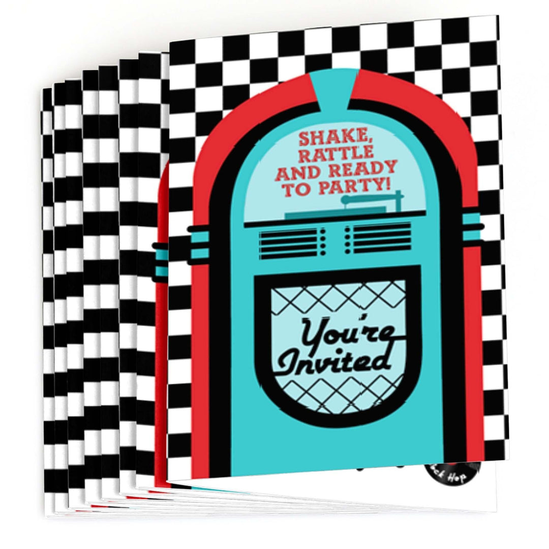 50's Sock Hop - Set of 8 Fill In 1950s Rock N Roll Party Invitations