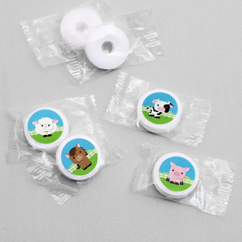 Farm Animals - Barnyard Baby Shower or Birthday Party Round Candy Sticker Favors - Labels Fit Hershey&