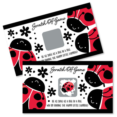 Happy Little Ladybug - Baby Shower or Birthday Party Game Scratch Off Cards - 22 ct