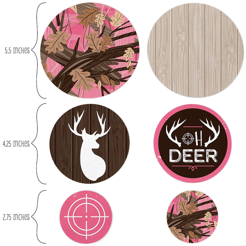Pink Gone Hunting - Deer Hunting Girl Camo Party Giant Circle Confetti - Party Decorations - Large Confetti 27 Count