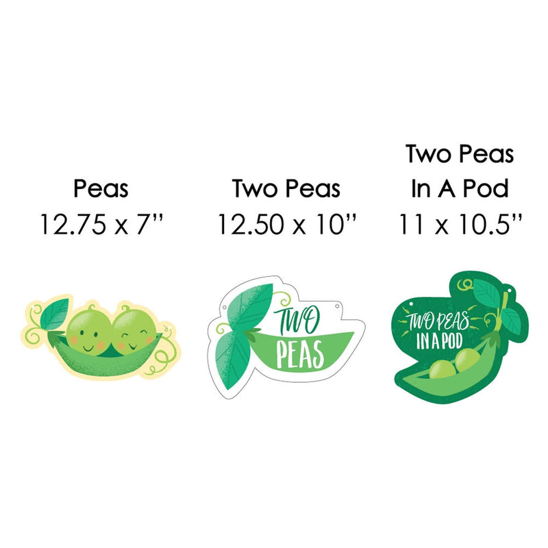 Hanging Double the Fun - Twins Two Peas In A Pod - Outdoor Baby Shower or First Birthday Party Hanging Porch & Tree Yard Decorations - 10 Pieces