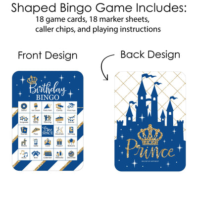 Royal Prince Charming - Picture Bingo Cards and Markers - Birthday Party Bingo Game - Set of 18