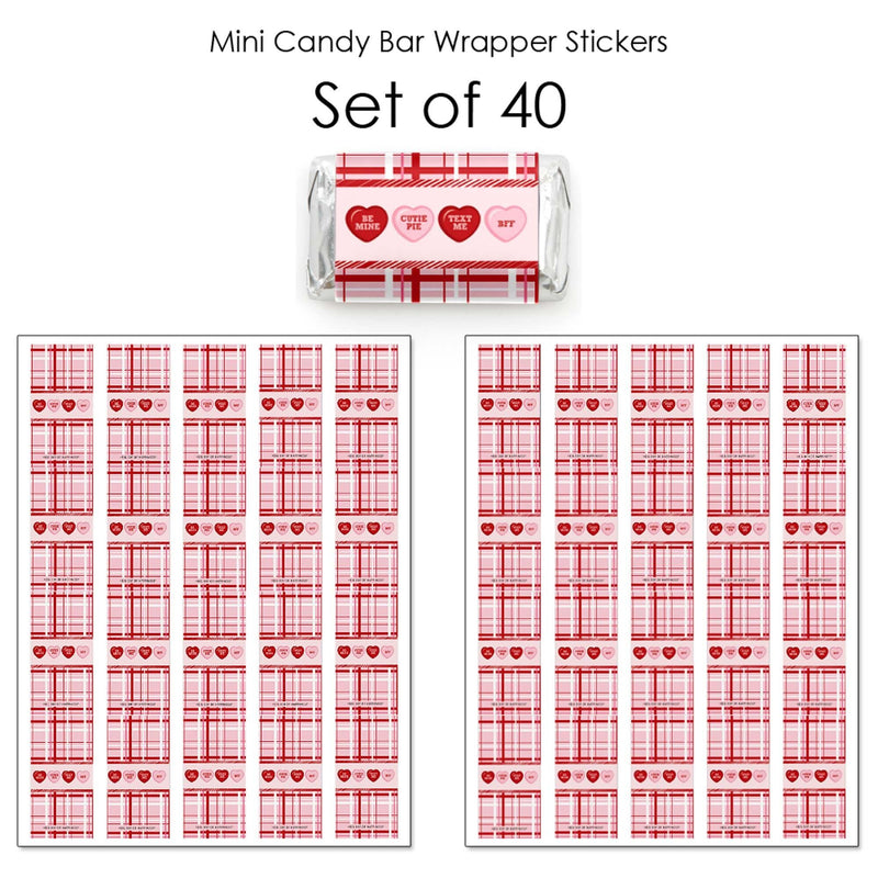 Conversation Hearts - Mini Candy Bar Wrapper Stickers - Valentine&