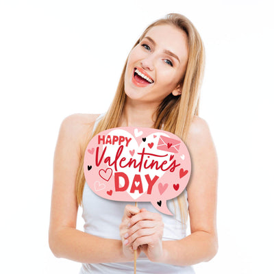 Happy Valentine's Day - Valentine Hearts Party Photo Booth Props Kit - 20 Count