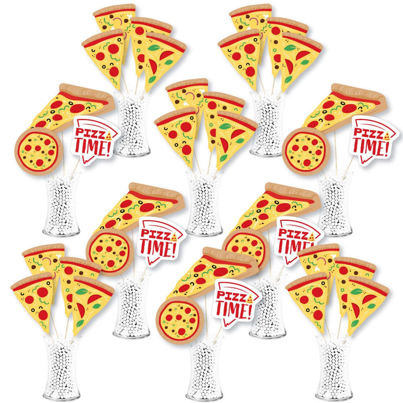 Pizza Party Time - Baby Shower or Birthday Party Centerpiece Sticks - Showstopper Table Toppers - 35 Pieces