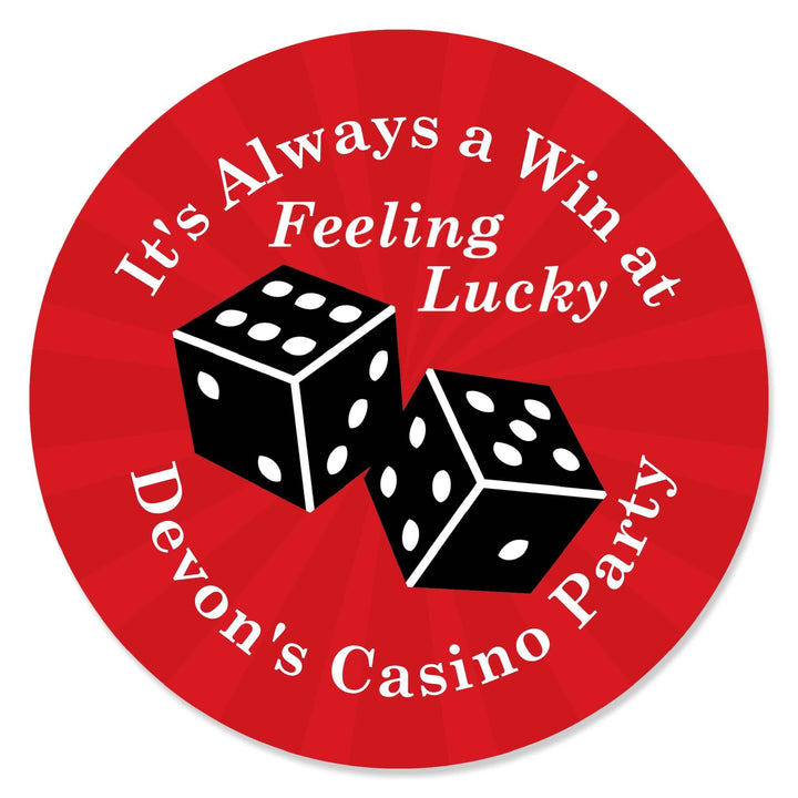 Las Vegas - Round Personalized Casino Party Circle Sticker Labels - 24 ct
