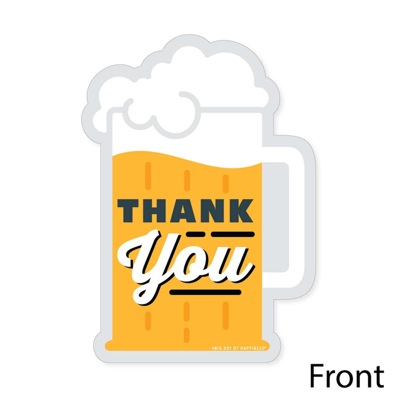 Cheers and Beers Happy Birthday - Shaped Thank You Cards - Birthday Party Thank You Note Cards with Envelopes - Set of 12