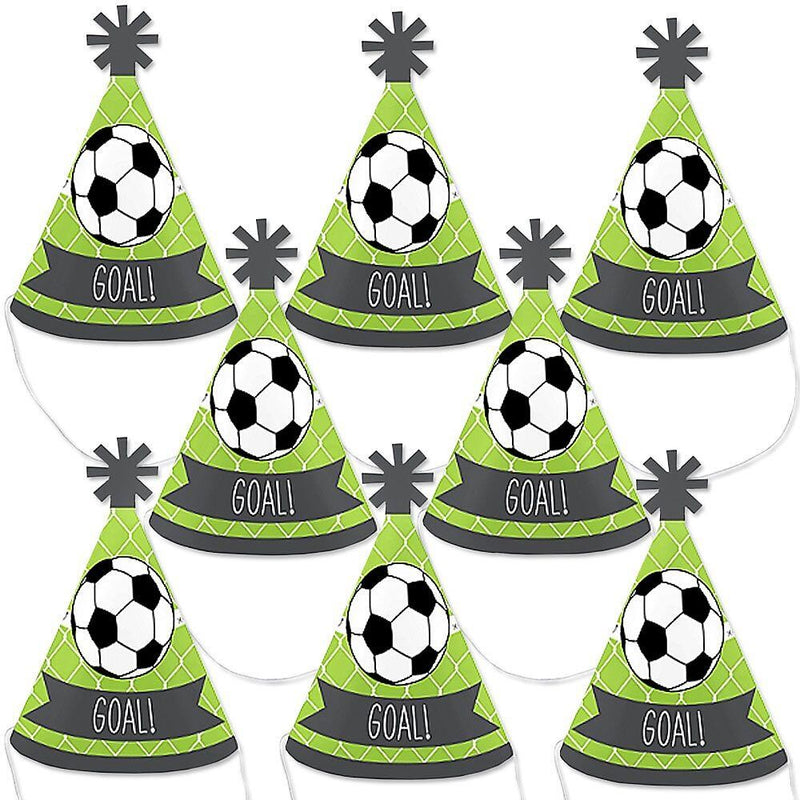 GOAAAL! - Soccer - Mini Cone Baby Shower or Birthday Party Hats - Small Little Party Hats - Set of 8