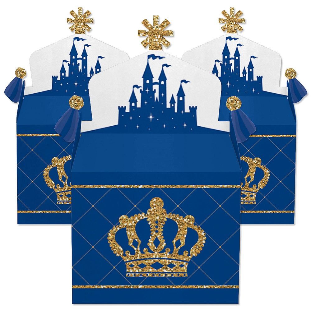 Royal Prince Charming - Treat Box Party Favors - Baby Shower or Birthday Party Goodie Gable Boxes - Set of 12