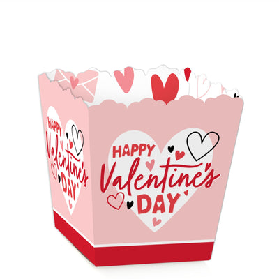 Happy Valentine's Day - Party Mini Favor Boxes - Valentine Hearts Party Treat Candy Boxes - Set of 12
