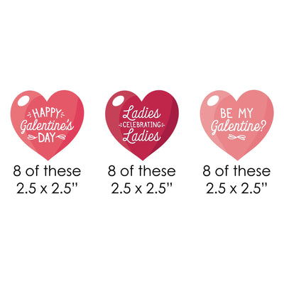 Happy Galentine's Day - DIY Shaped Valentine's Day Party Cut-Outs - 24 Count