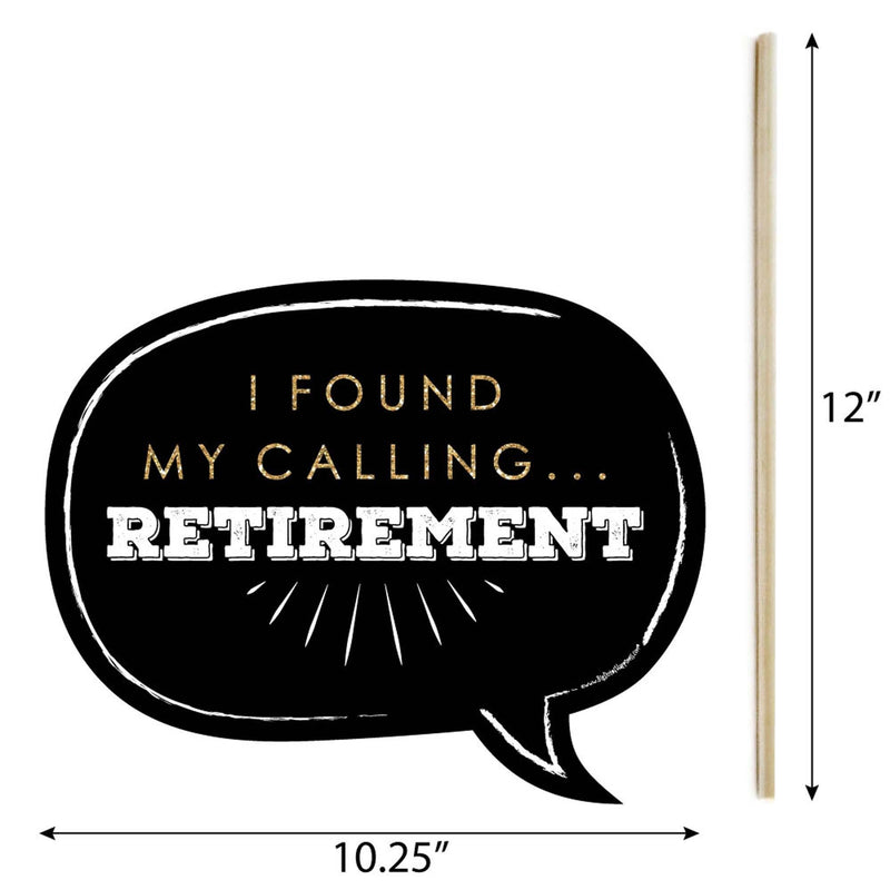 Funny Happy Retirement - 10 Piece Retirement Party Photo Booth Props Kit