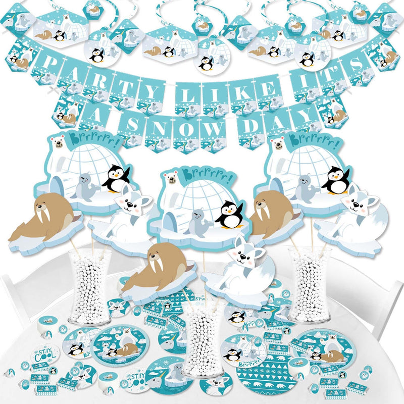 Arctic Polar Animals - Winter Baby Shower or Birthday Party Supplies - Banner Decoration Kit - Fundle Bundle