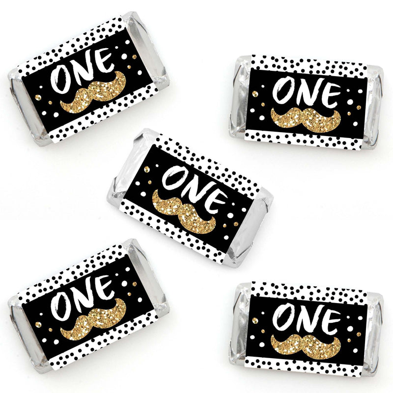 1st Birthday Little Mr. Onederful - Mini Candy Bar Wrapper Stickers - Boy First Birthday Party Small Favors - 40 Count