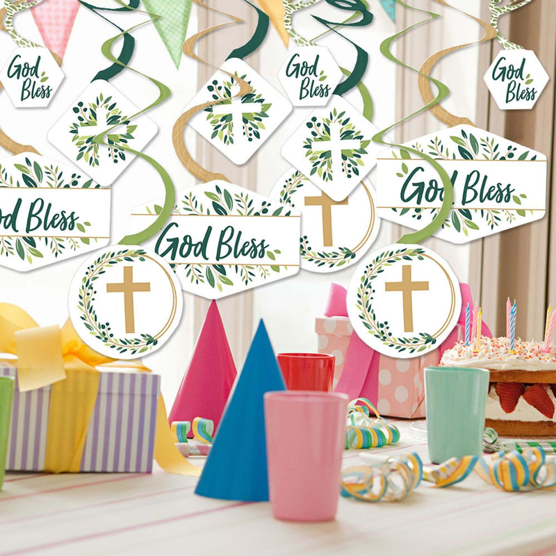 Elegant Cross - Religious Party Hanging Decor - Party Decoration Swirls - Set of 40