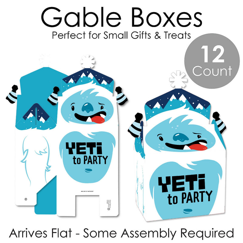 Yeti to Party - Treat Box Party Favors - Abominable Snowman Party or Birthday Party Goodie Gable Boxes - Set of 12