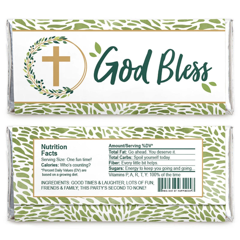 Elegant Cross - Candy Bar Wrapper Religious Party Favors - Set of 24