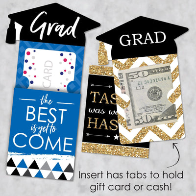 Assorted Graduation Cards - Graduation Party Money and Gift Card Sleeves - Nifty Gifty Card Holders - Set of 8