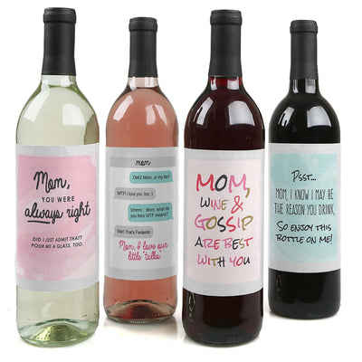 Mom, I Must Confess - Decorations for Women - Wine Bottle Labels Gifts for Mom - Set of 4