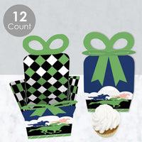 Kentucky Horse Derby - Square Favor Gift Boxes - Horse Race Party Bow Boxes - Set of 12
