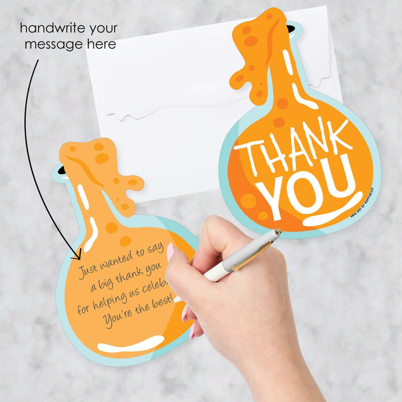 Scientist Lab - Shaped Thank You Cards - Mad Science Baby Shower or Birthday Party Thank You Note Cards with Envelopes - Set of 12