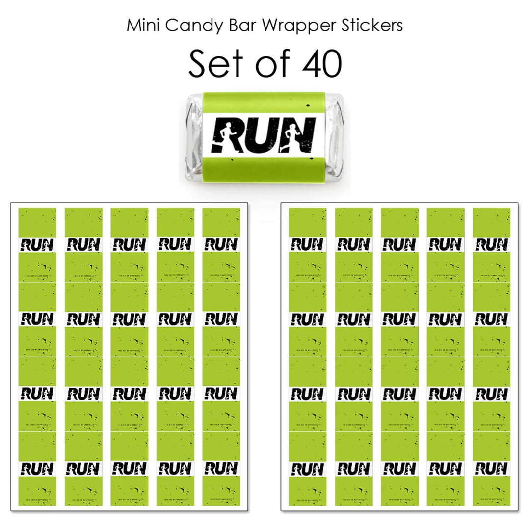 Set The Pace - Running - Mini Candy Bar Wrapper Stickers - Track, Cross Country or Marathon Party Small Favors - 40 Count