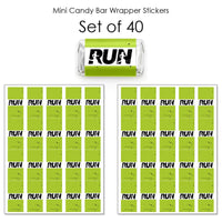 Set The Pace - Running - Mini Candy Bar Wrapper Stickers - Track, Cross Country or Marathon Party Small Favors - 40 Count