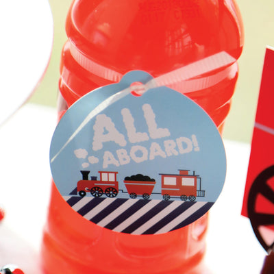 Railroad Party Crossing - Steam Train Birthday Party or Baby Shower Favor Gift Tags (Set of 20)